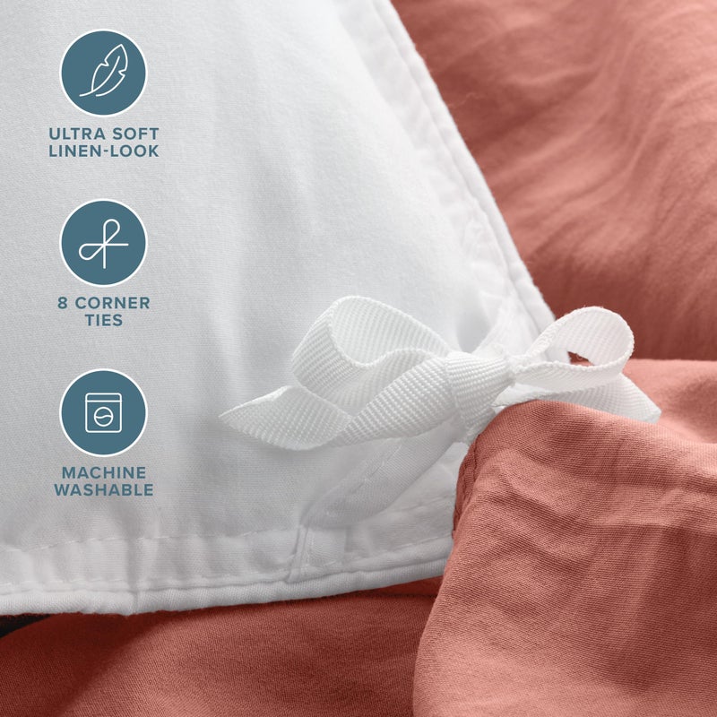 Bare Home Microfiber Duvet Cover Set - Ultra Soft Washed Microfiber - King/California King - Linen-Like Look - Easy Care - Breathable Fabric - Our Softest Duvet Cover Set (King/Cal King, Dusty Rose) - Image 2